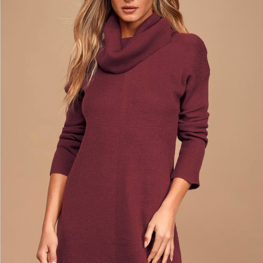 Lulu’s burgundy tea reader sweater dress small